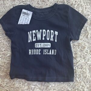 Brandy Melville Newport Rhode Island Baby Tee - Navy One Size